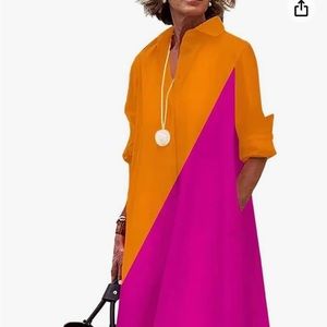 Very chic Orange and mauvish pink dress M 10/12 new